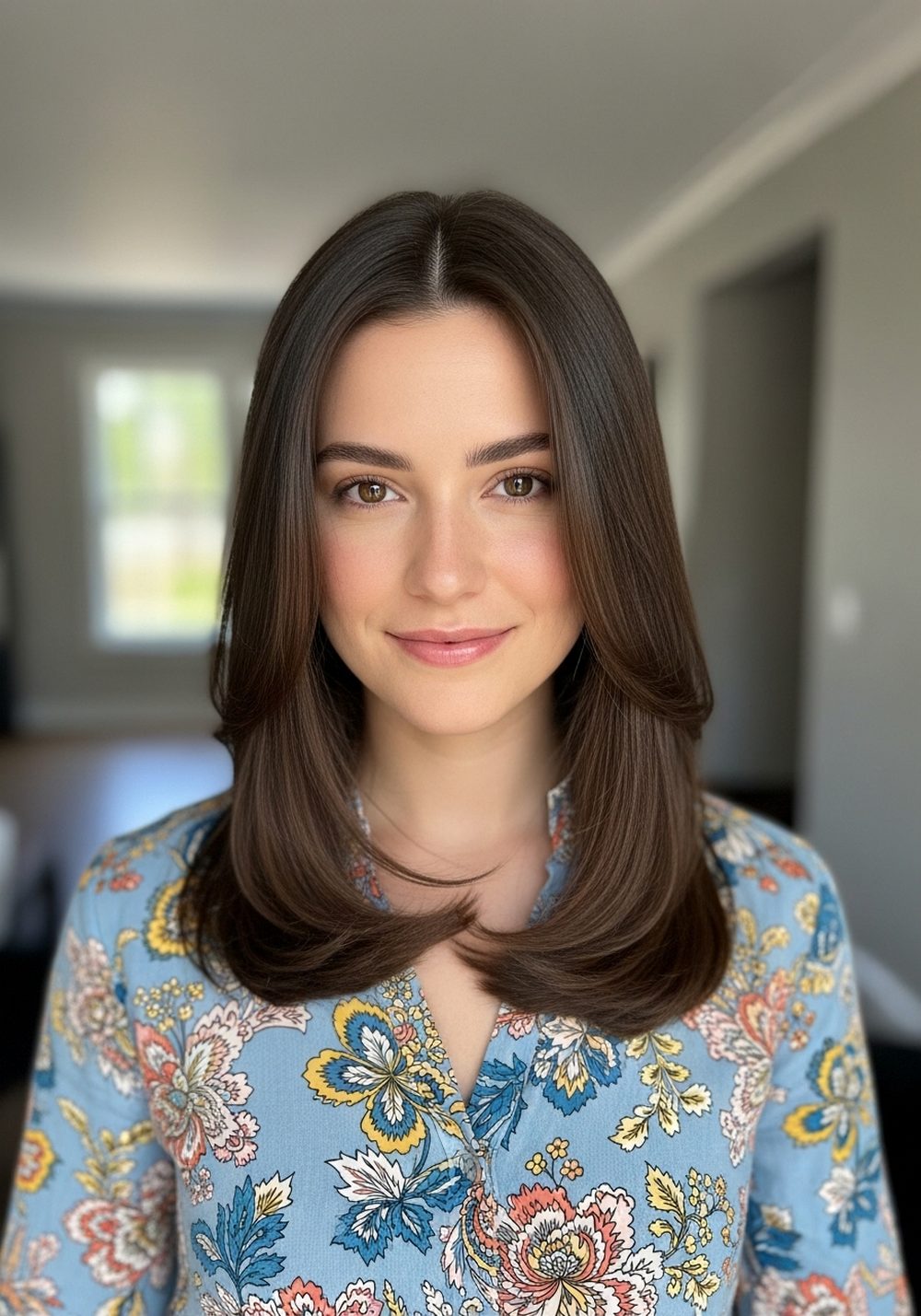 Smooth Natural Swing Curtain Layers Hairstyle