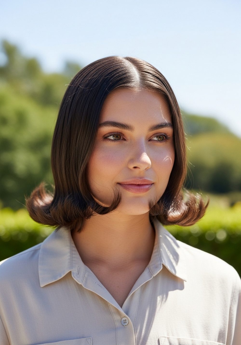 Smooth Retro Bi-Layer Flip Hairstyle