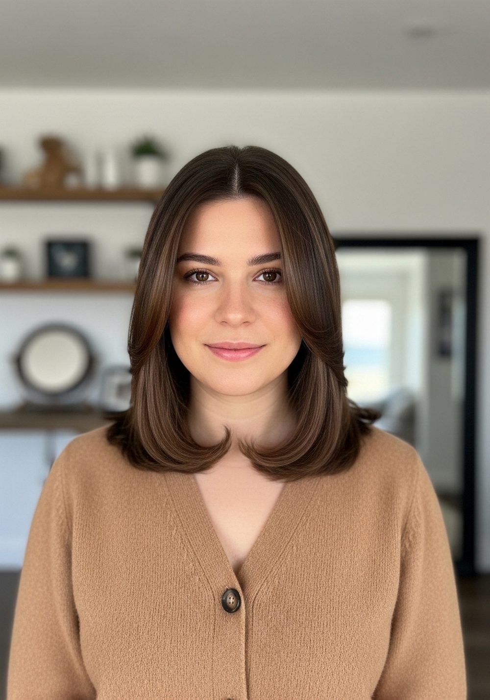Smooth Shoulder-Skimming Butterfly Layers Hairstyle