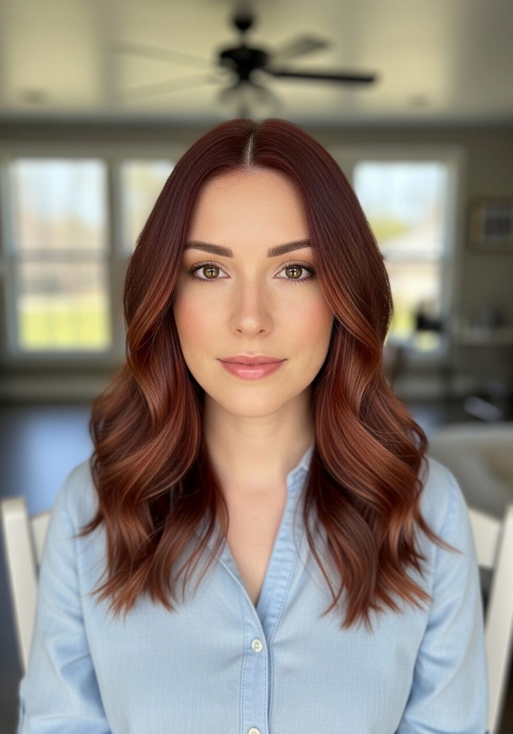 Soft Auburn Balayage Glow Hairstyle