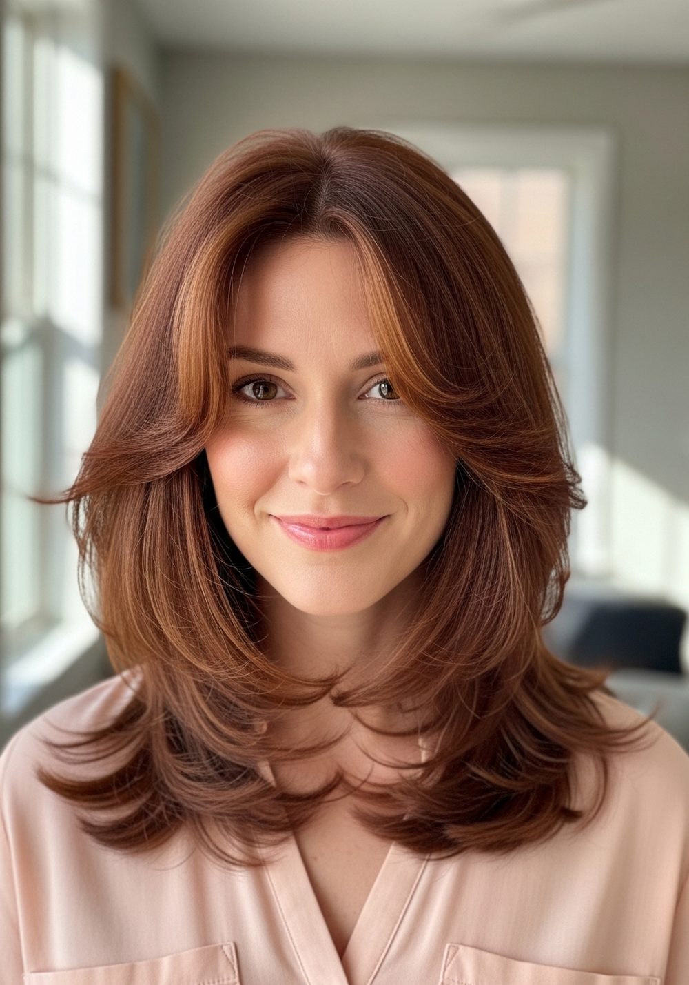 Soft Auburn Face-Framing Layers Hairstyle