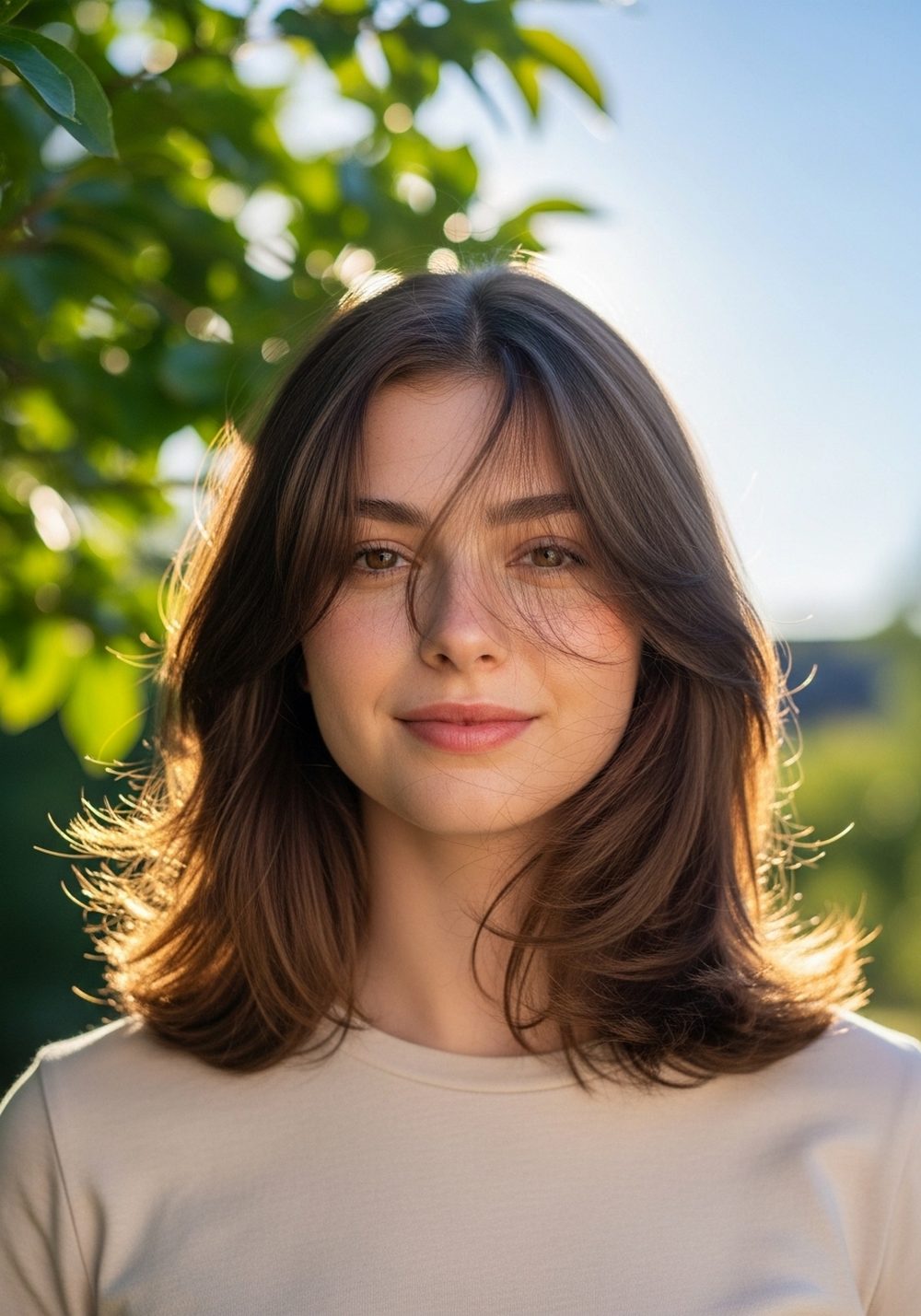 Soft Center-Part Feathered Collarbone Layers Hairstyle