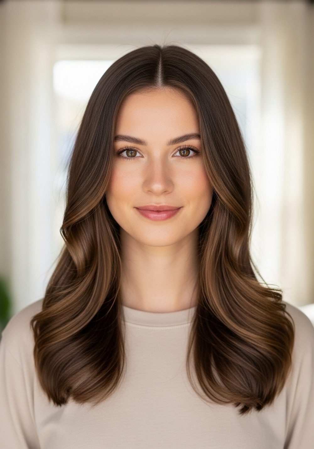 Soft Center-Part Mermaid Waves Hairstyle