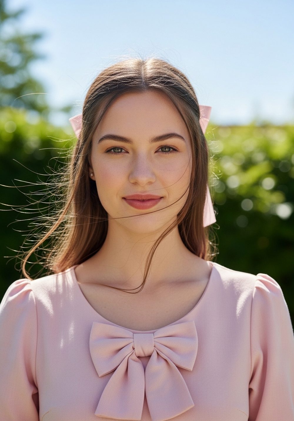 Soft Center-Part Ribbon Half-Up Hairstyle