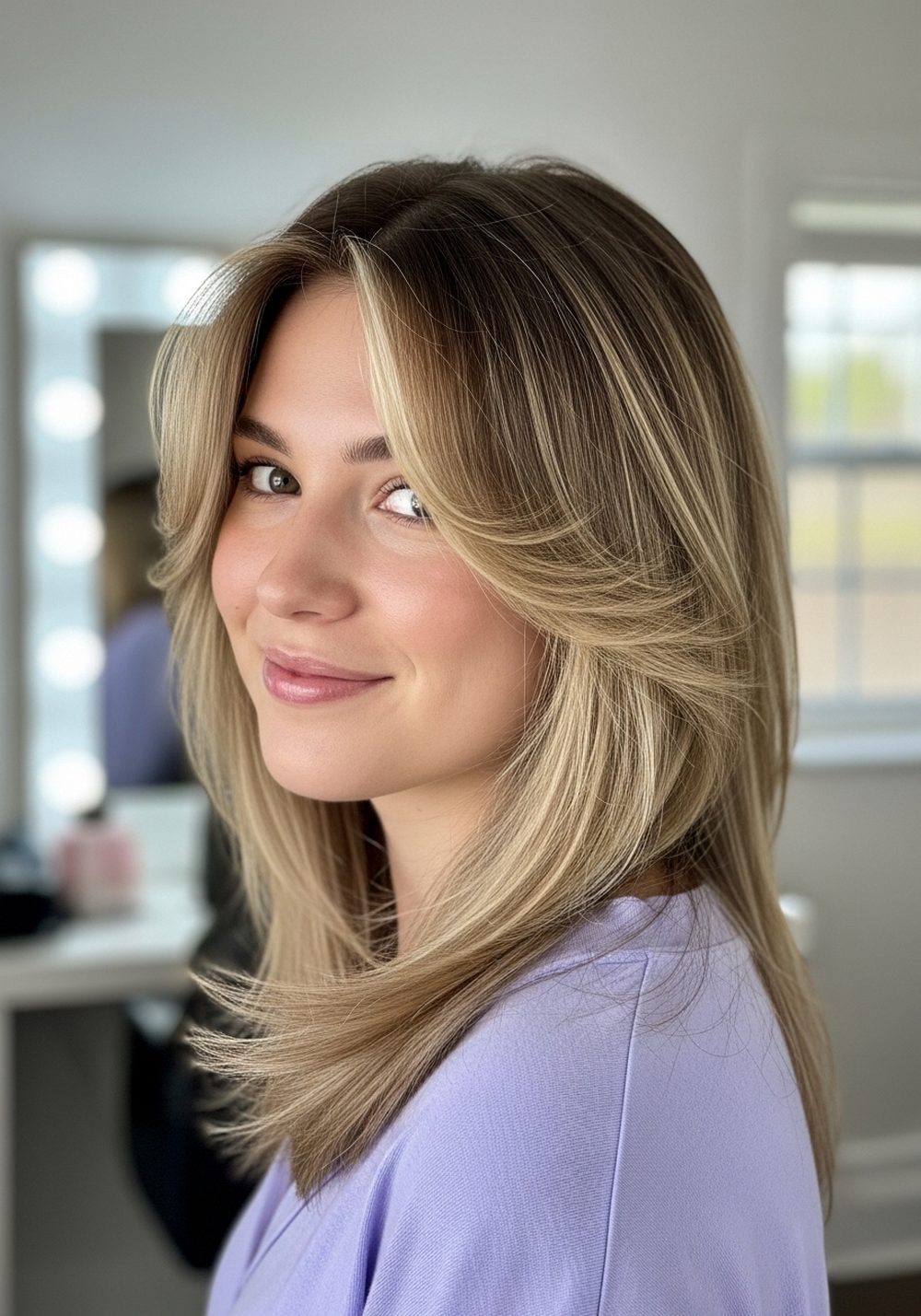 Soft Crimped Long Layers With Wispy Front Pieces Hairstyle