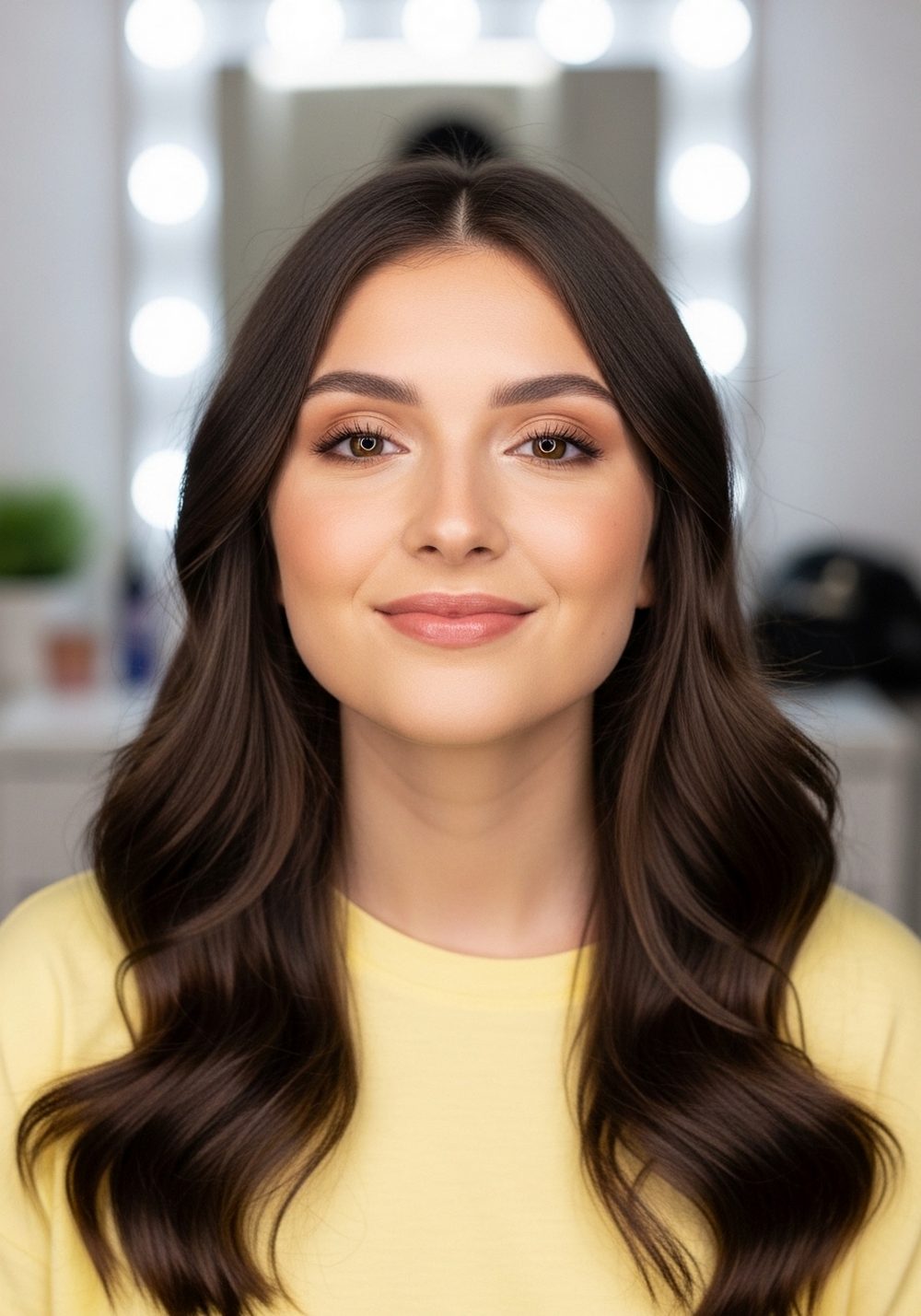 Soft Crimped Romance Waves with Tucked Front Pieces Hairstyle
