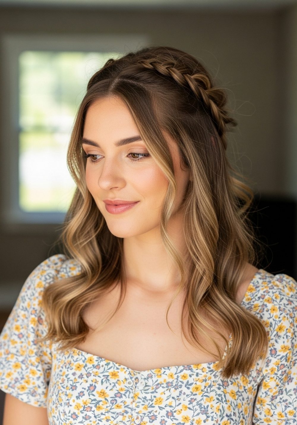 Soft Crown Braid Half-Up Hairstyle