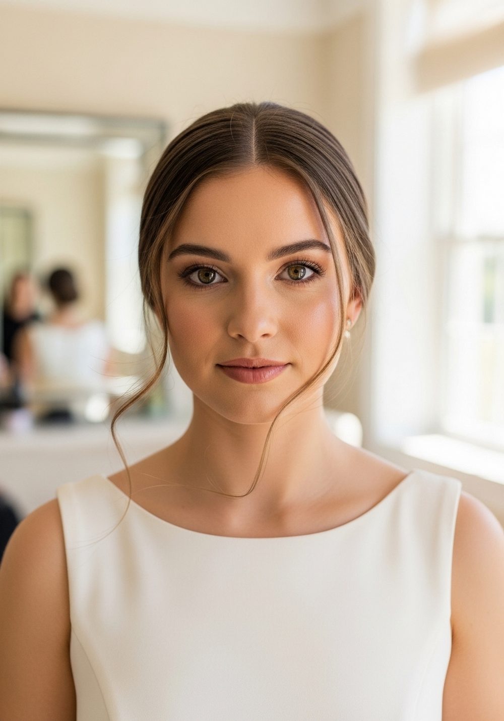 Soft Crown Lift Formal Gown Sleek Chignon Hairstyle