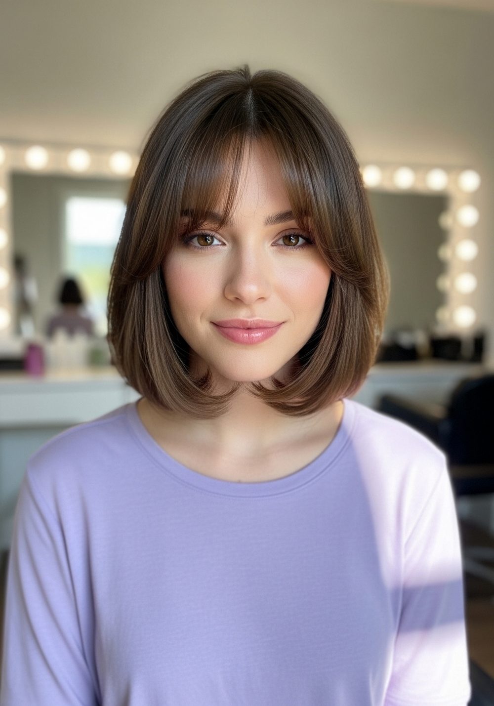 Soft Curtain Bang Swing Bob Hairstyle