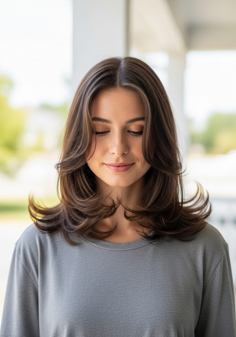 Soft Curtain Bi-Layer Flip Hairstyle