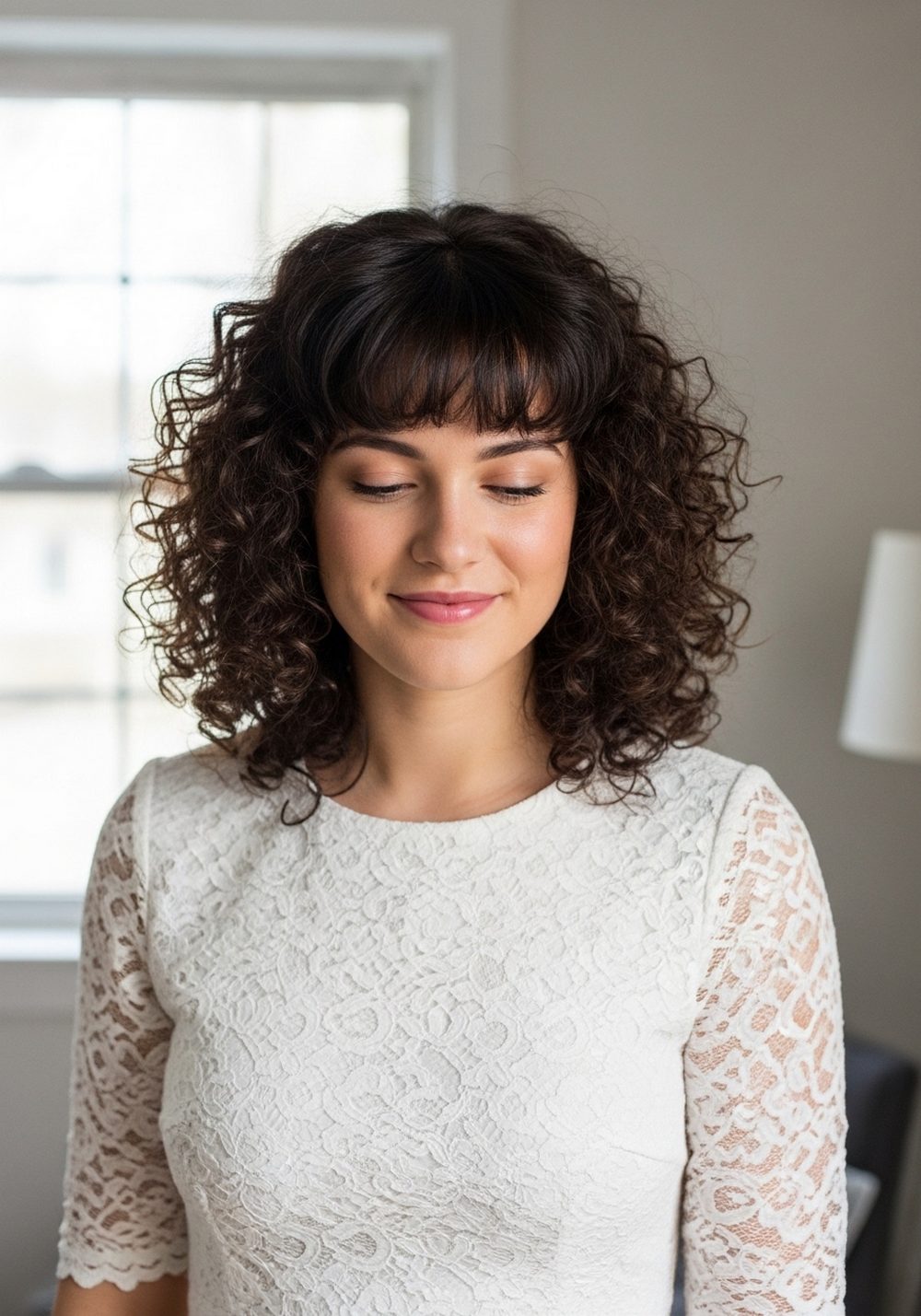 Soft Halo Curly Fringe Hairstyle