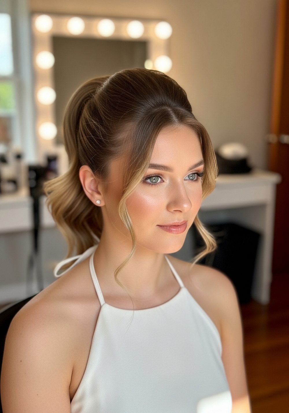 Soft Halter Party Dress Hairstyle