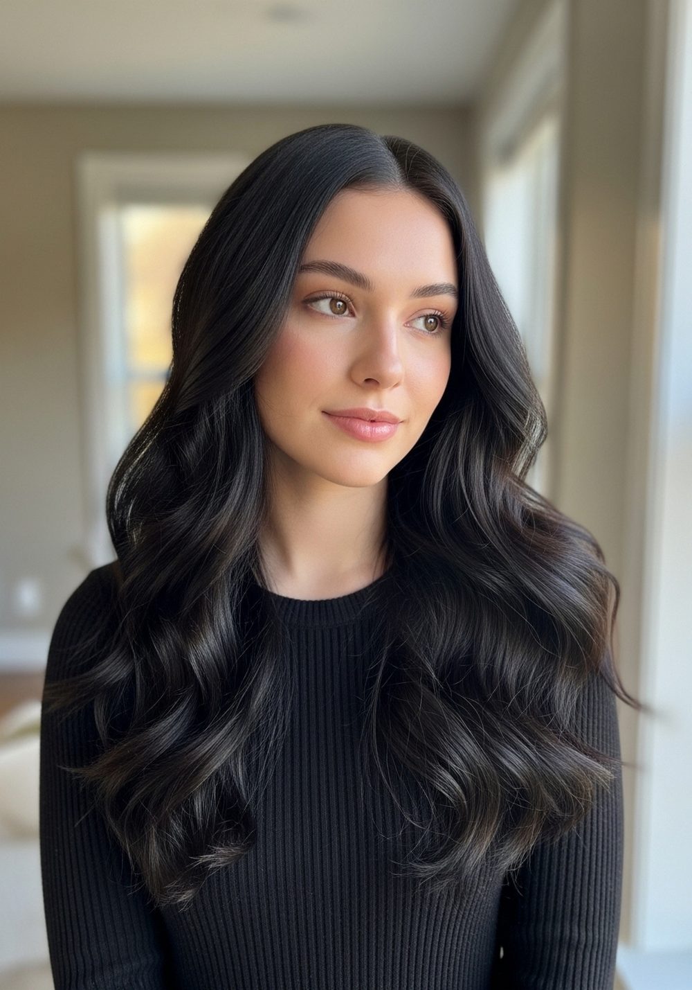 Soft Knit Dress Romantic Goth Waves Hairstyle