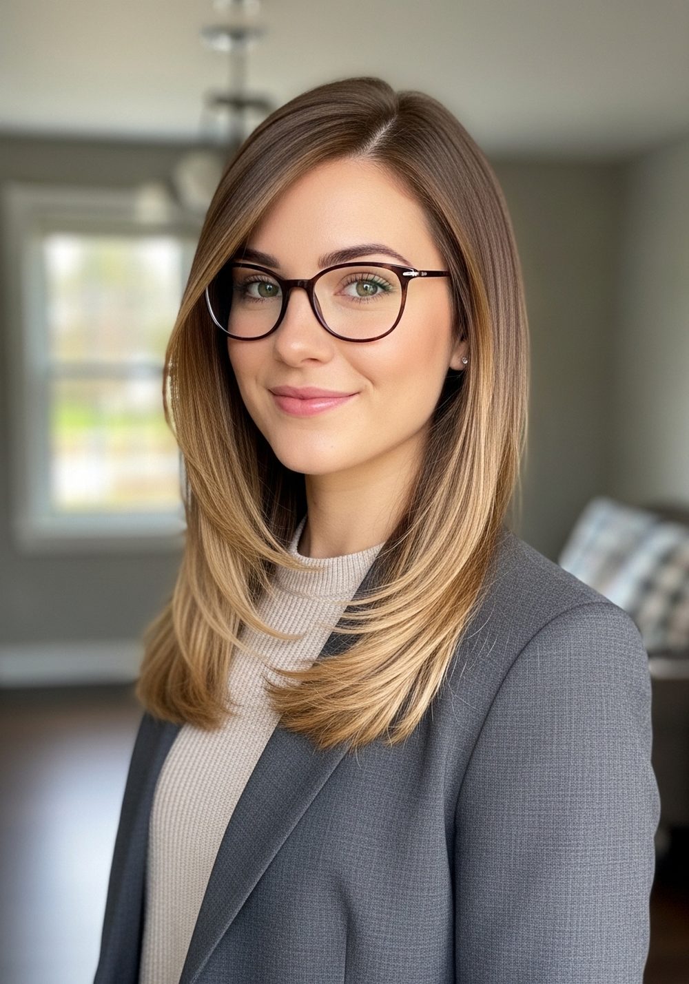 Soft Side Part Office Layers Hairstyle