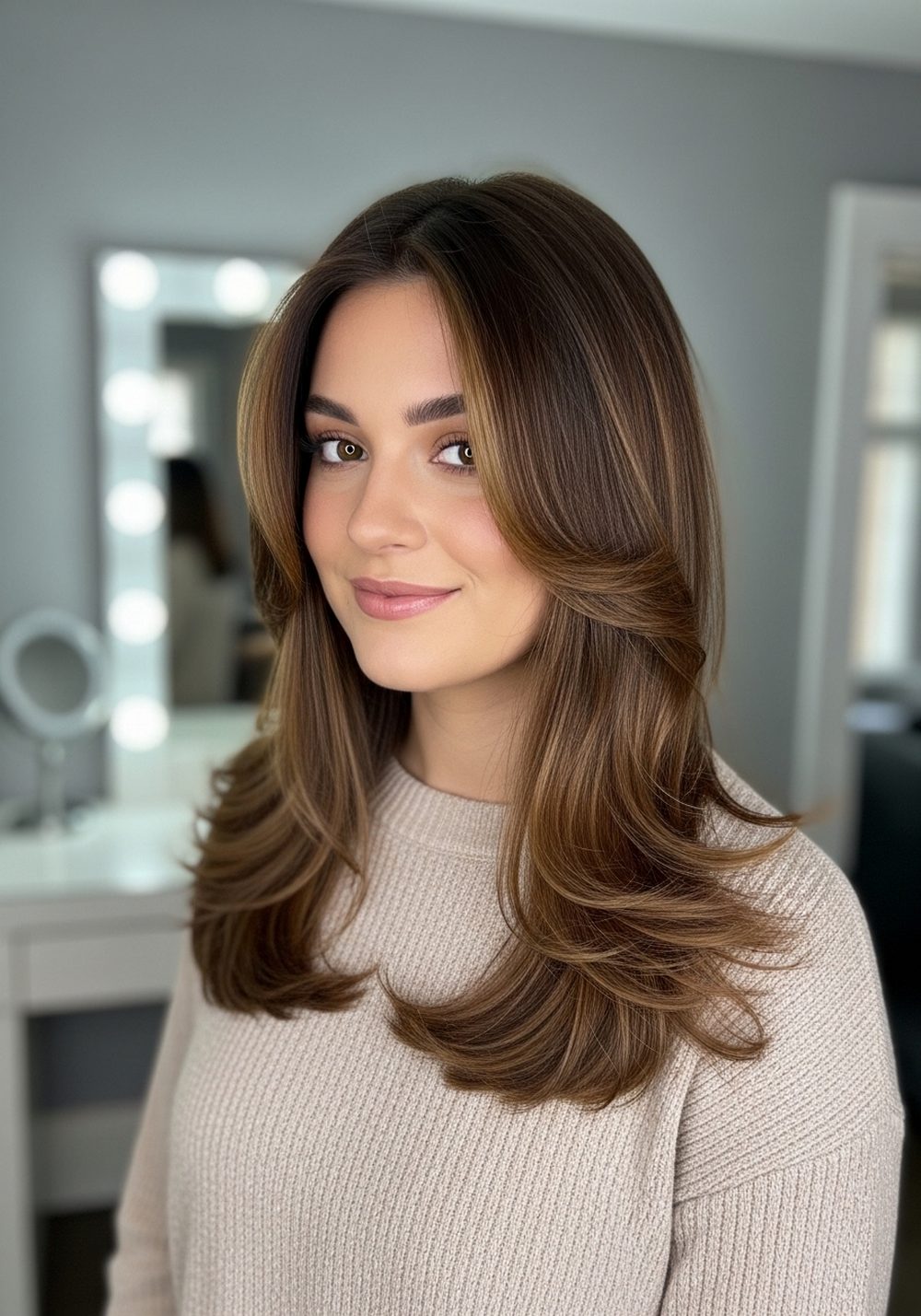 Soft Toffee Brunette Blend Hairstyle