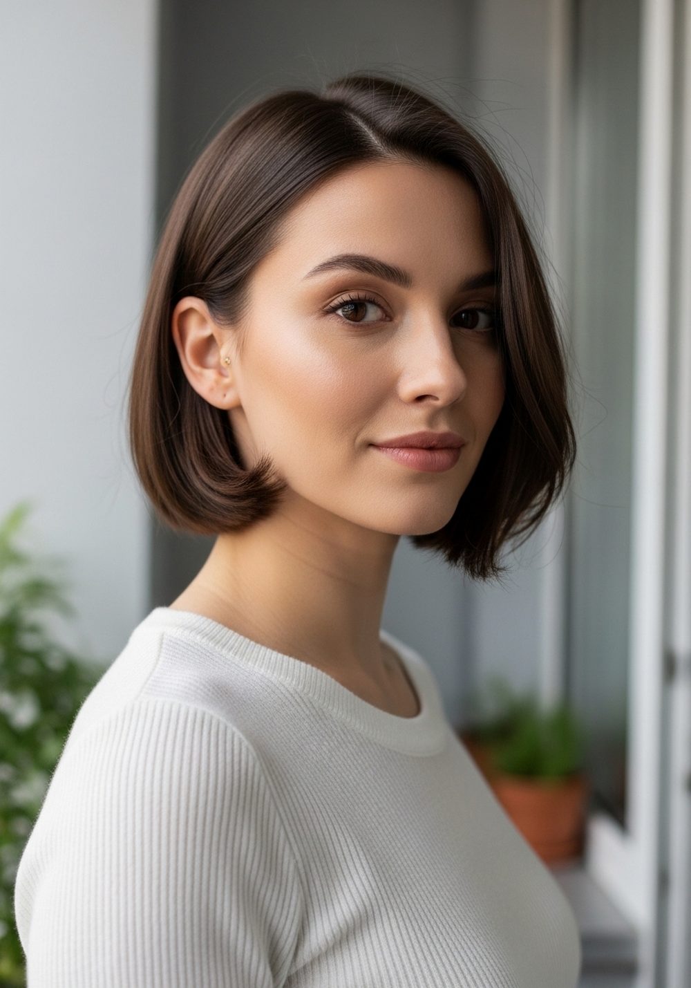 Soft Tucked Side Pageboy Bob Hairstyle