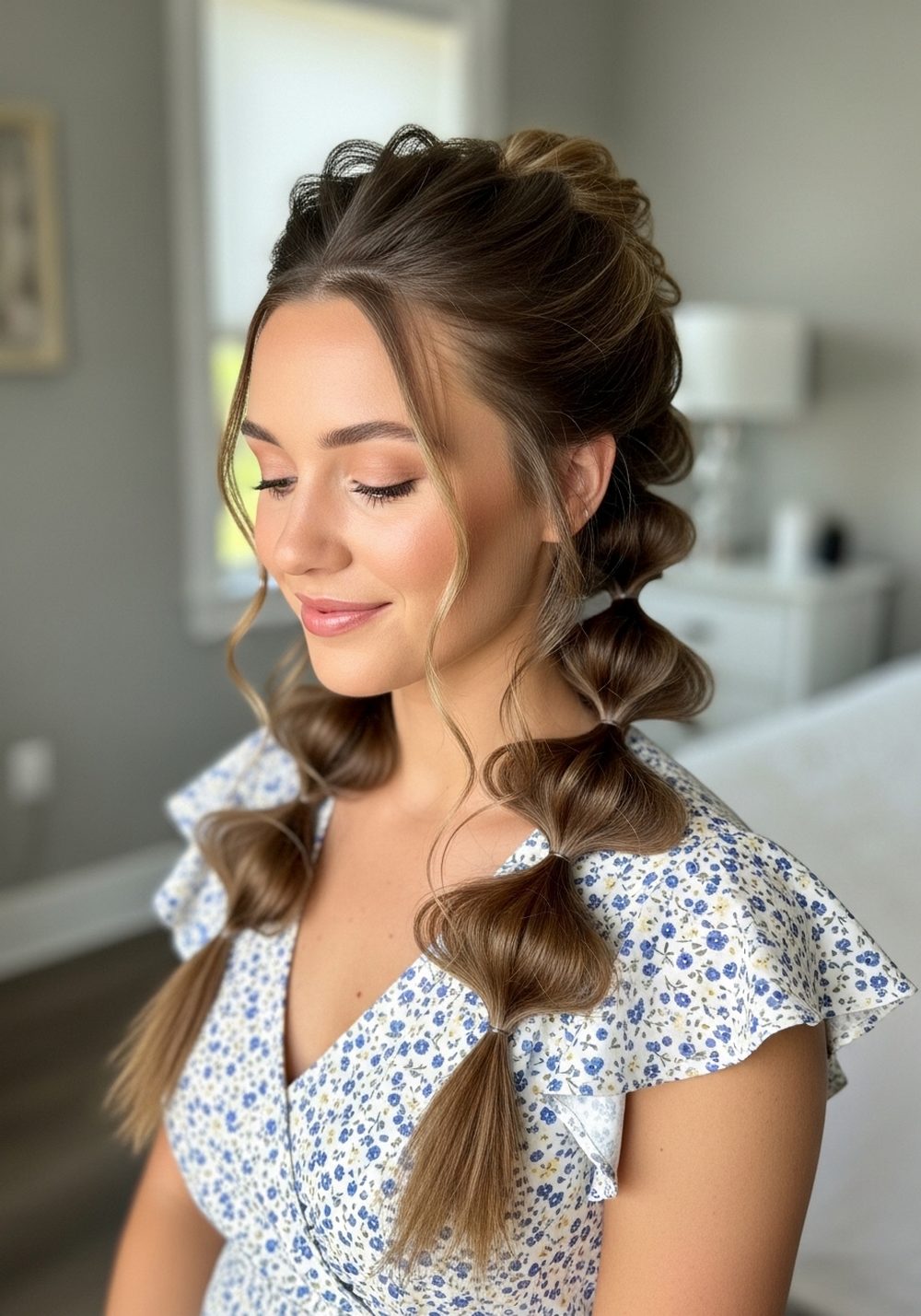 Textured Pull-Through Half-Up Hairstyle