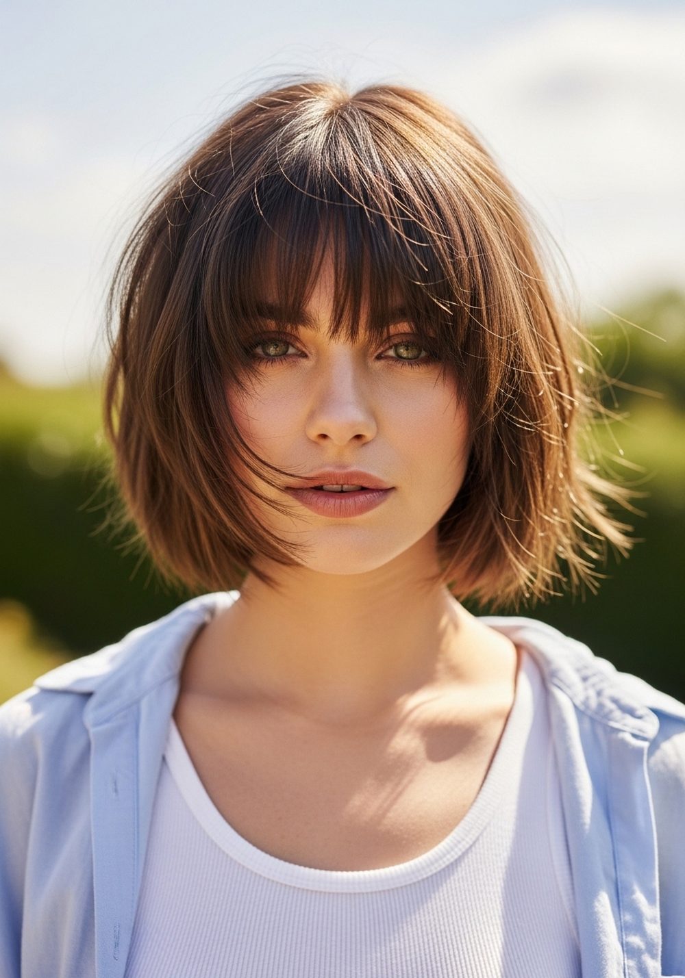 Tousled Fringe-Forward Pixie Medium Length Hairstyle