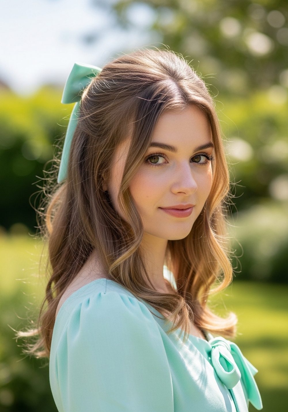 Velvet Bow Lifted Half-Up Hairstyle