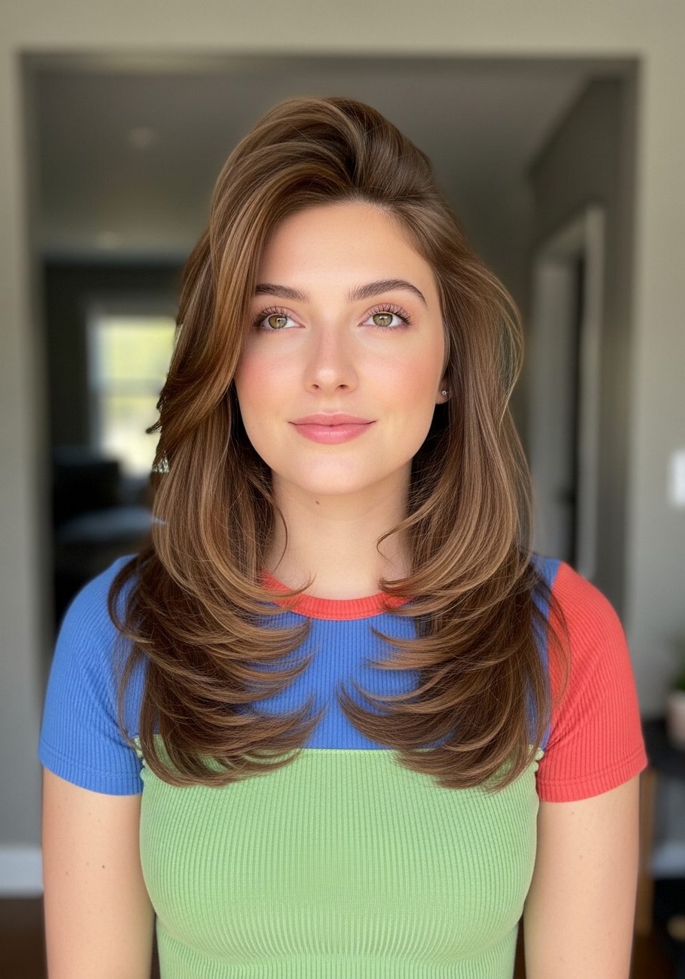 Voluminous Blowout Long Butterfly Layer Hairstyle