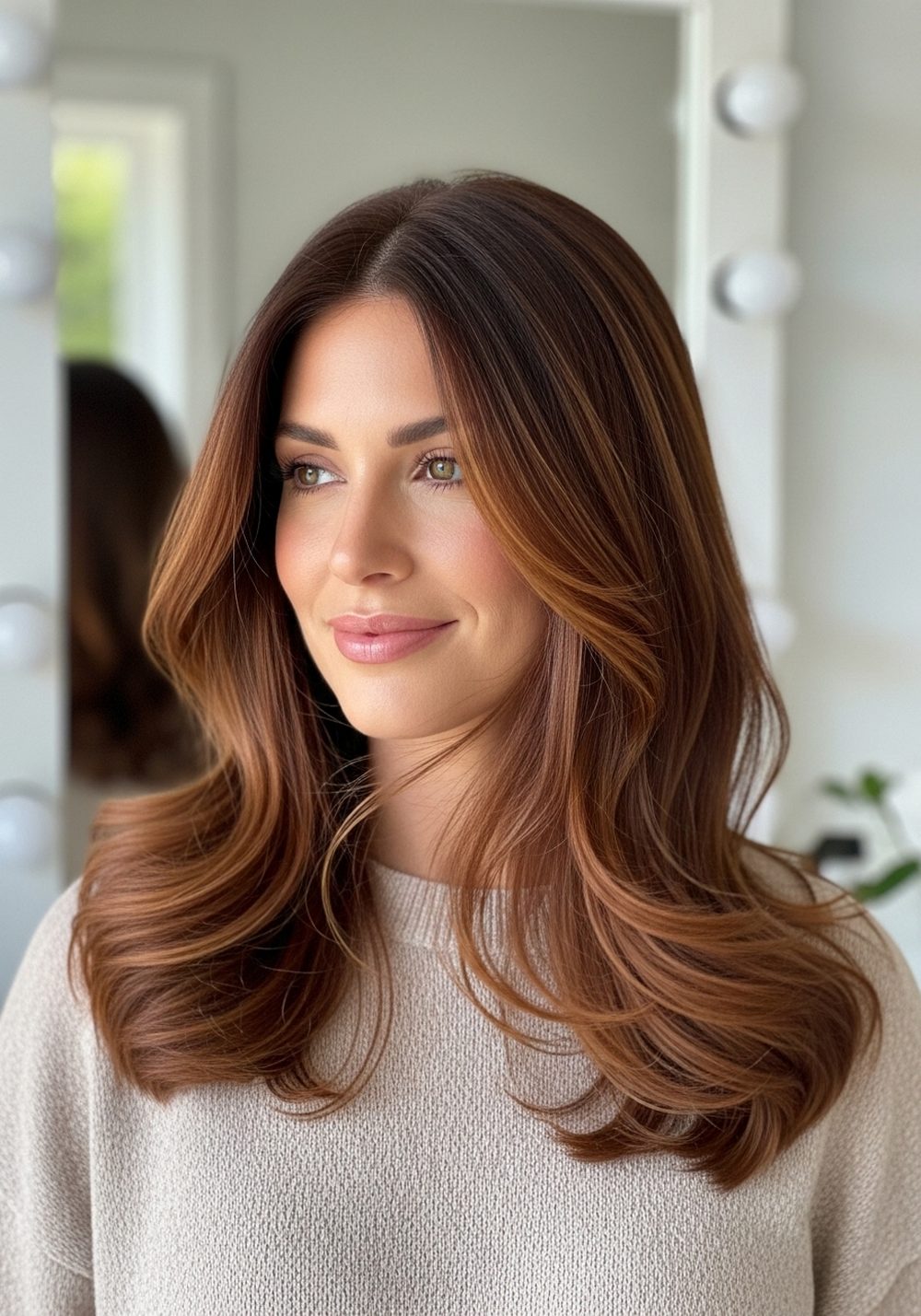 Warm Cinnamon Auburn Blend Hairstyle