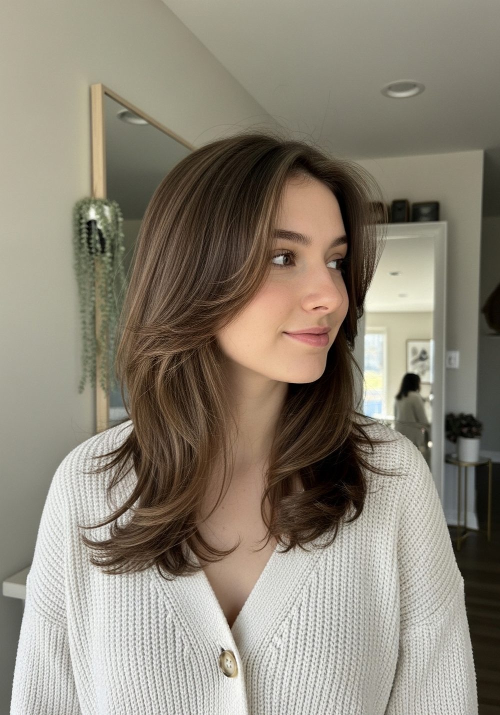 Wispy Face Frame Butterfly Layers Hairstyle