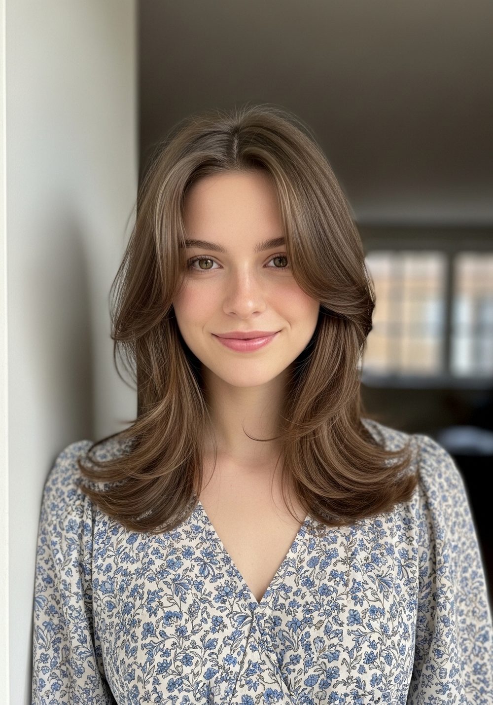 Wispy Front Framing Curtain Layers Hairstyle