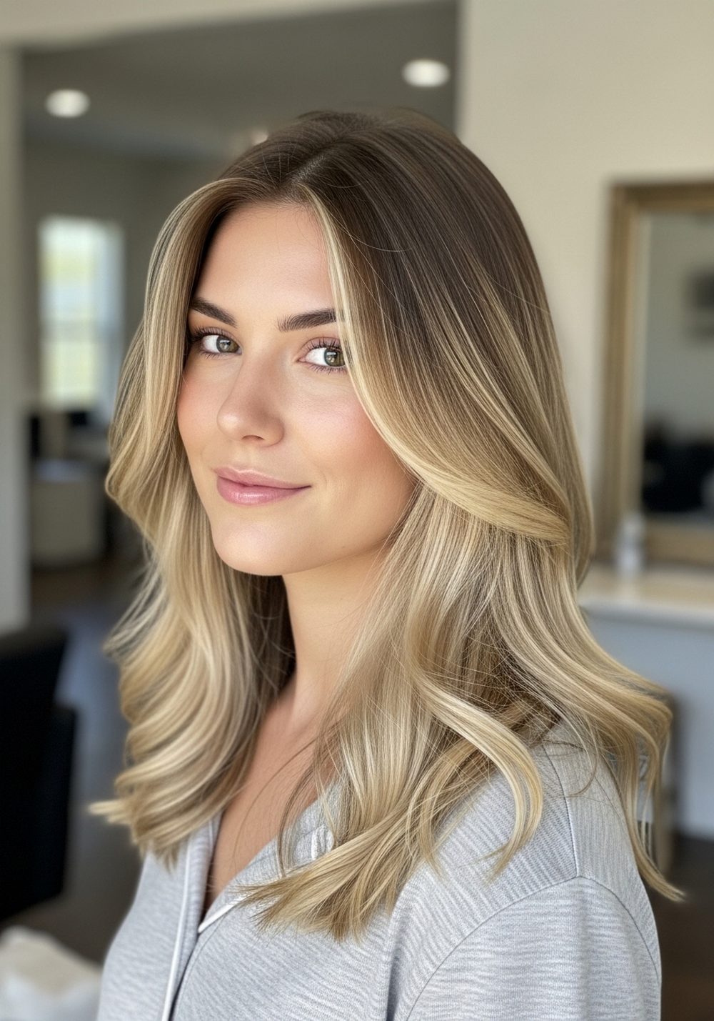 Beige Butter Blonde Balayage Hairstyle