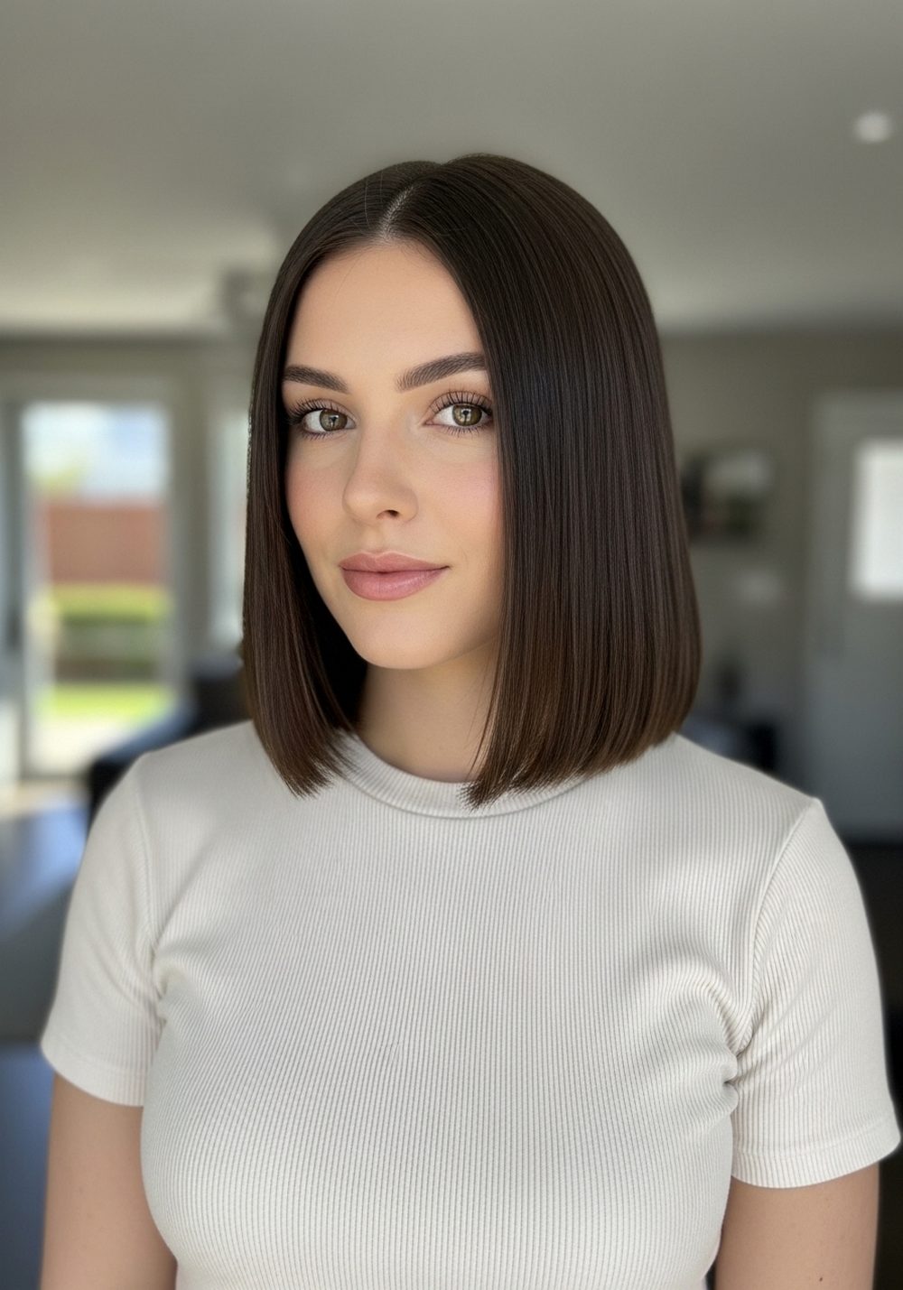 Blunt Ends Tousled Collarbone Lob Hairstyle