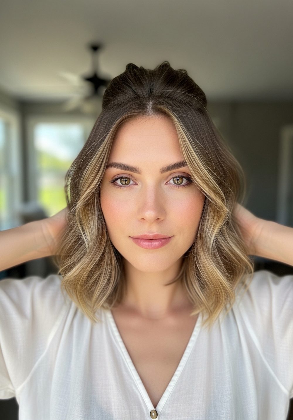 Boho Textured Twist-Back Crown Waves Hairstyle