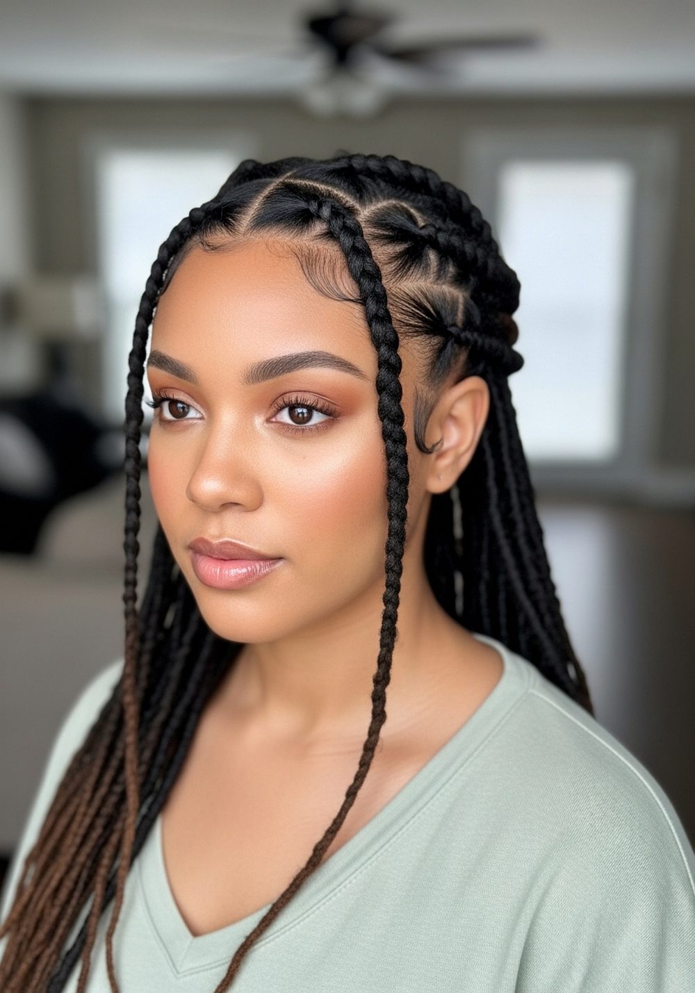 Braided Front Bridal Locs Hairstyle