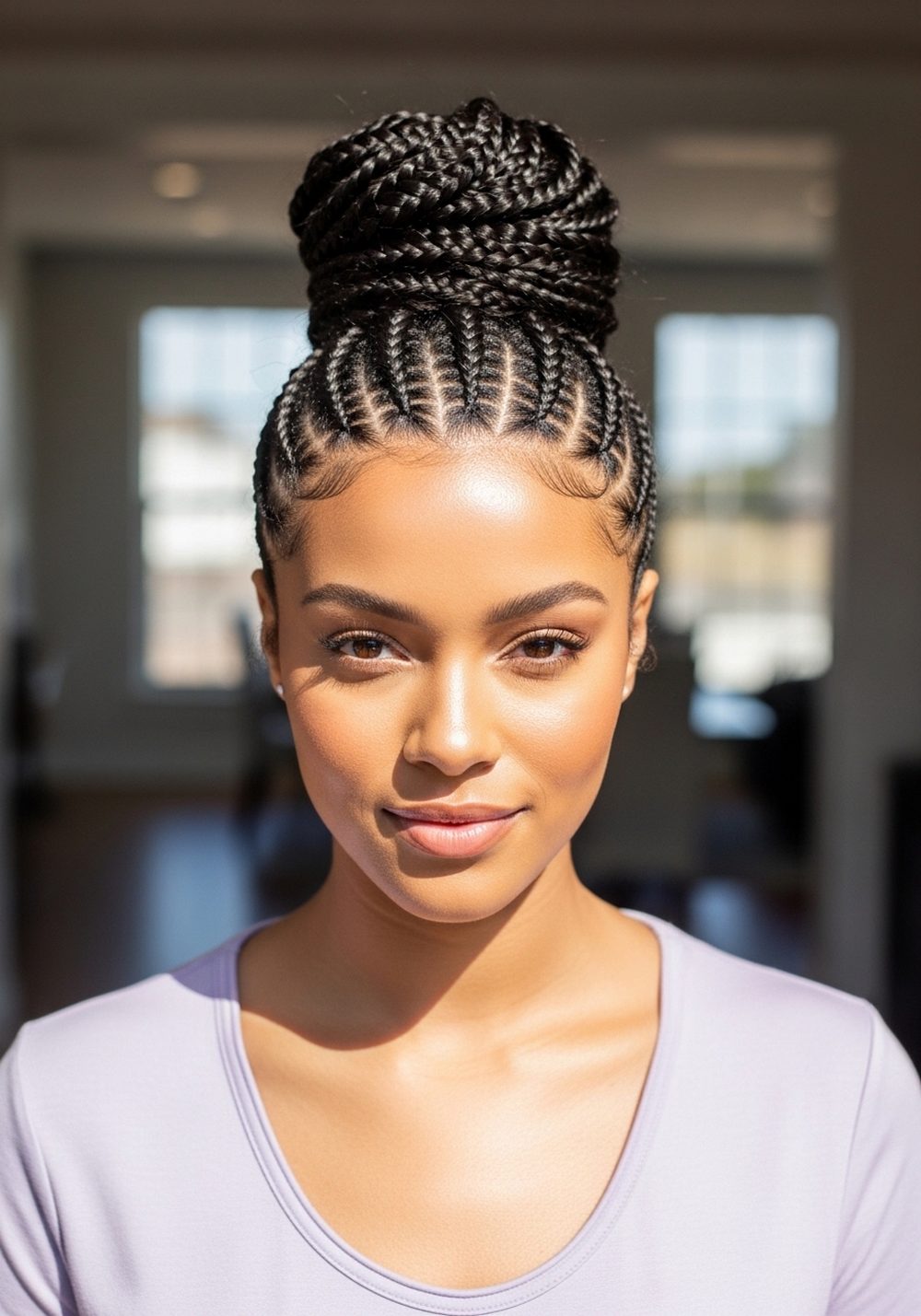 Braided High Bun Updo Hairstyle