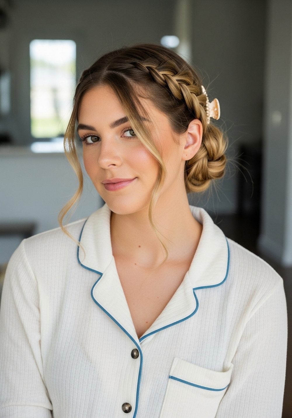 Braided Shell Clip Bun Hairstyle