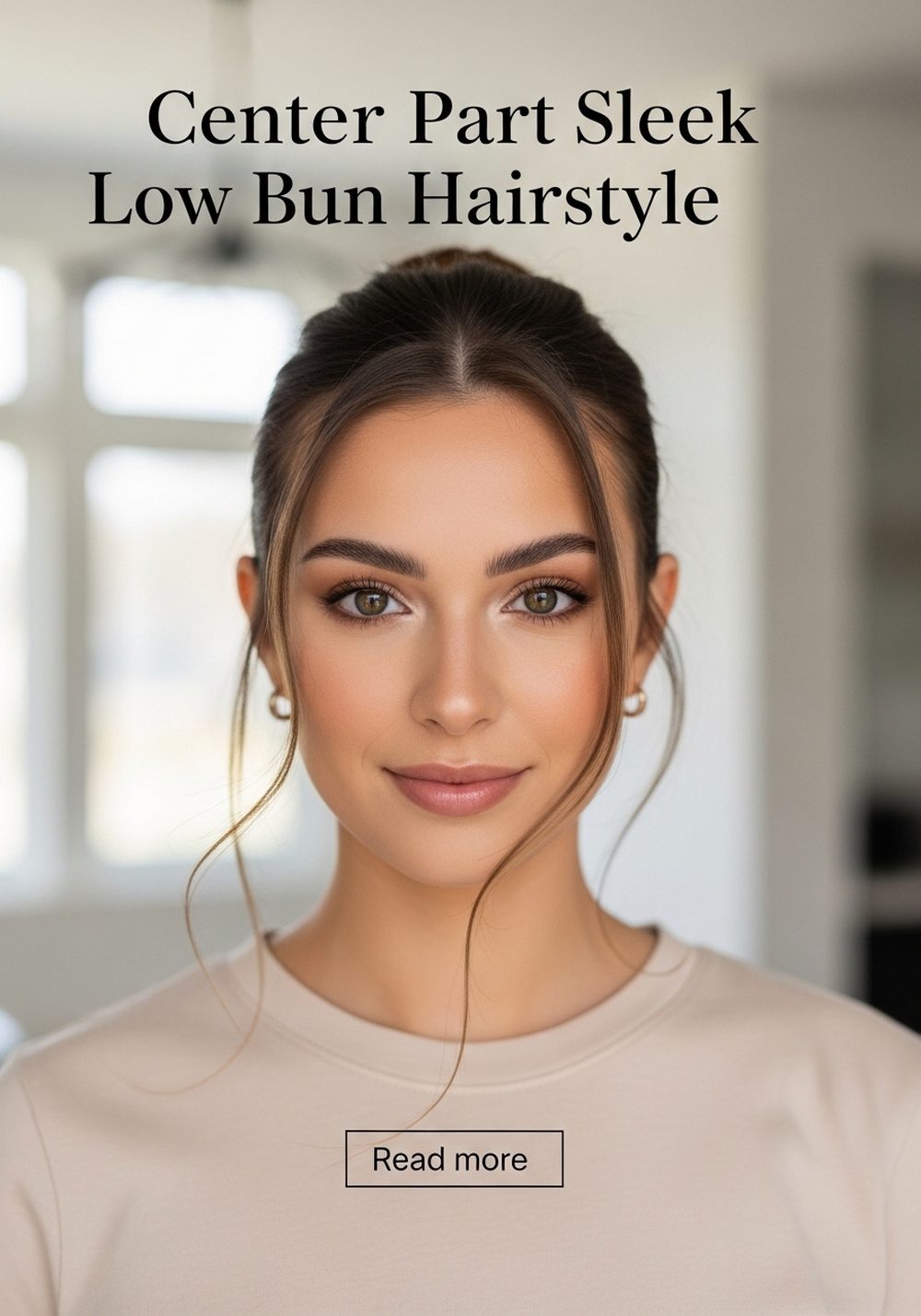 Center Part Sleek Low Bun Hairstyle