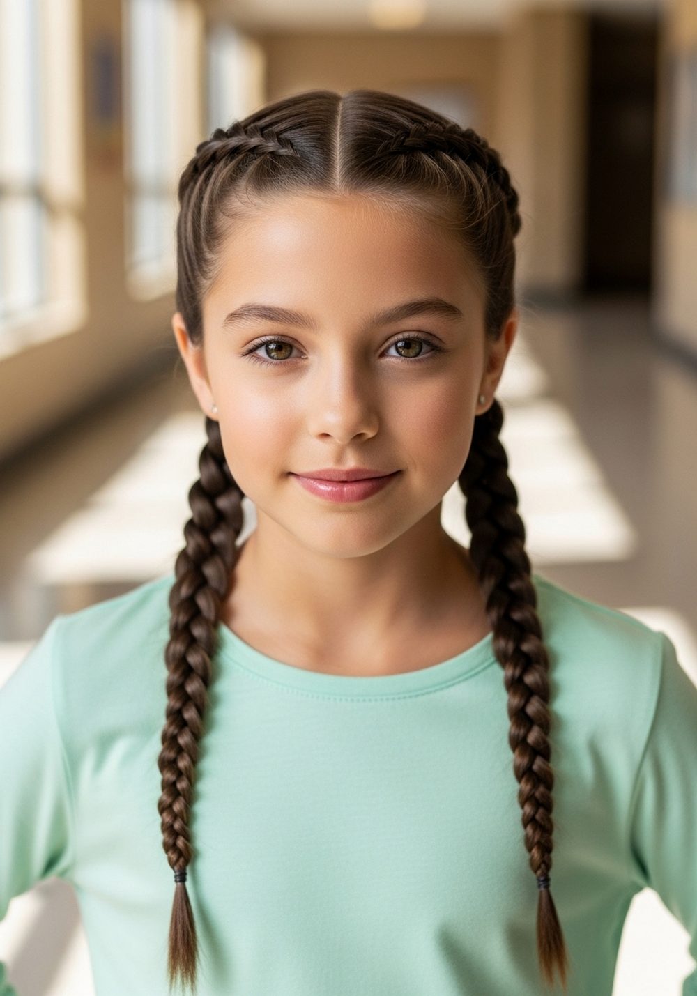 Center Part Twin Braids Hairstyle