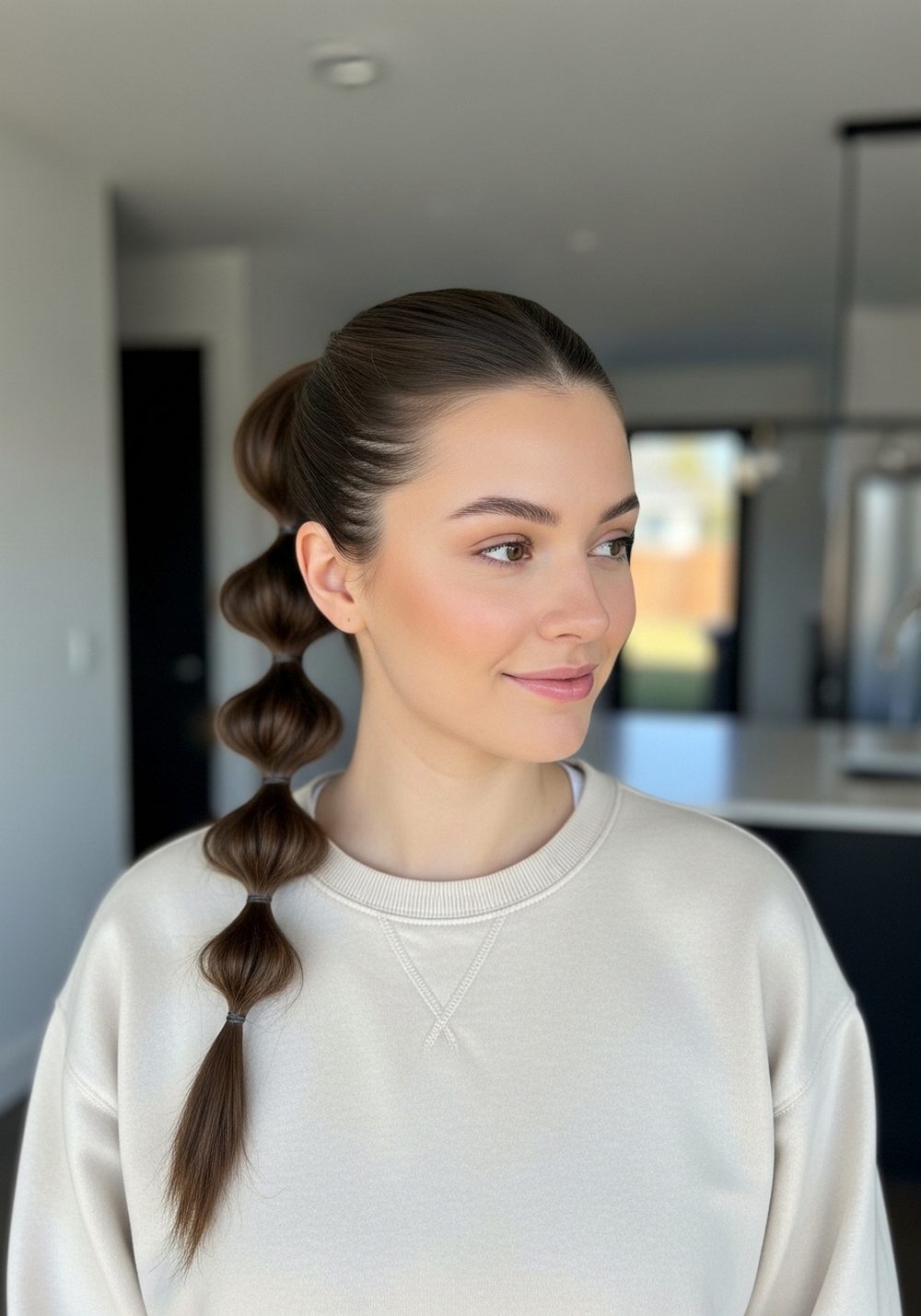 Compact Long-Haul Bubble Ponytail Hairstyle