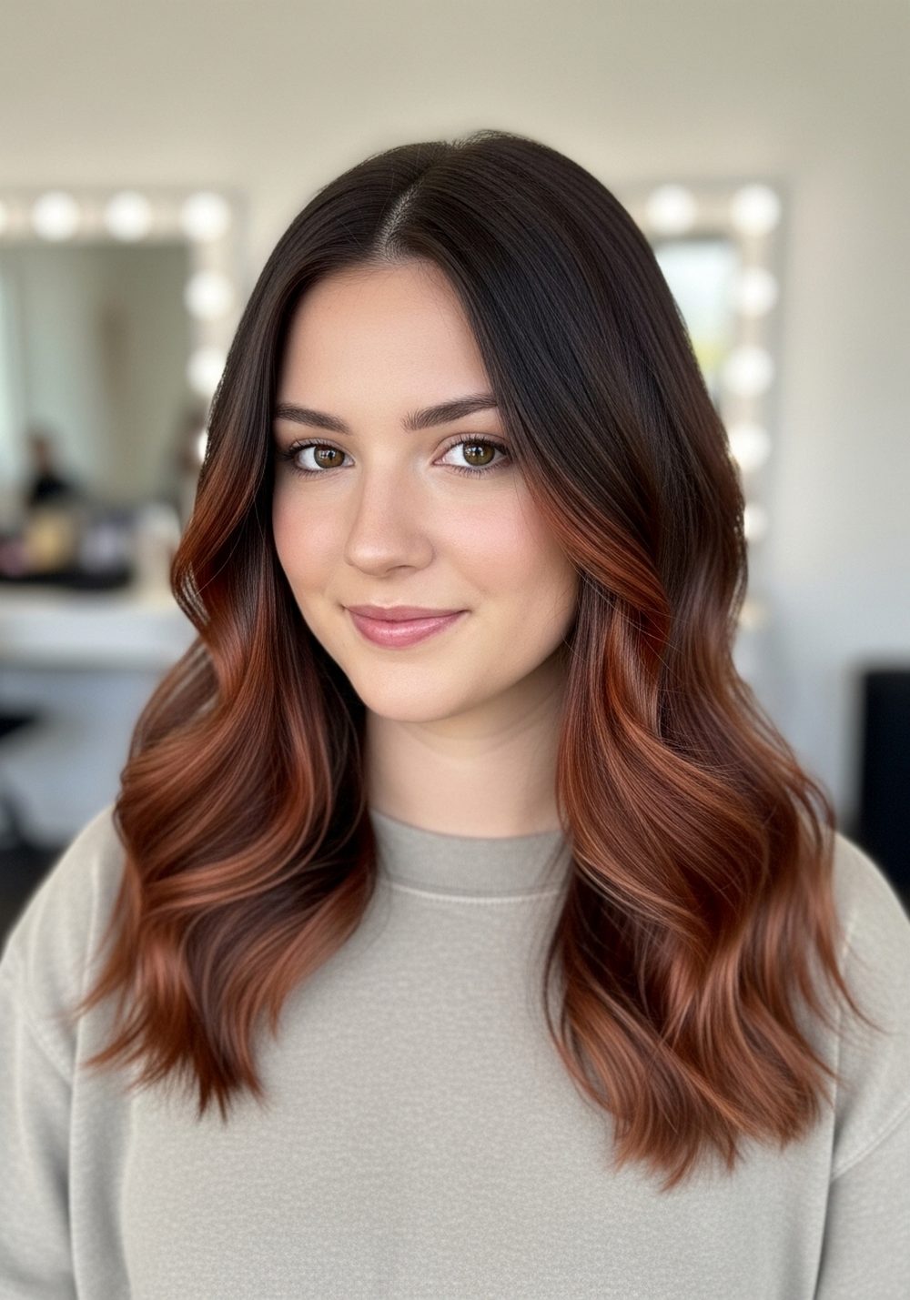 Copper Mocha Balayage Hairstyle
