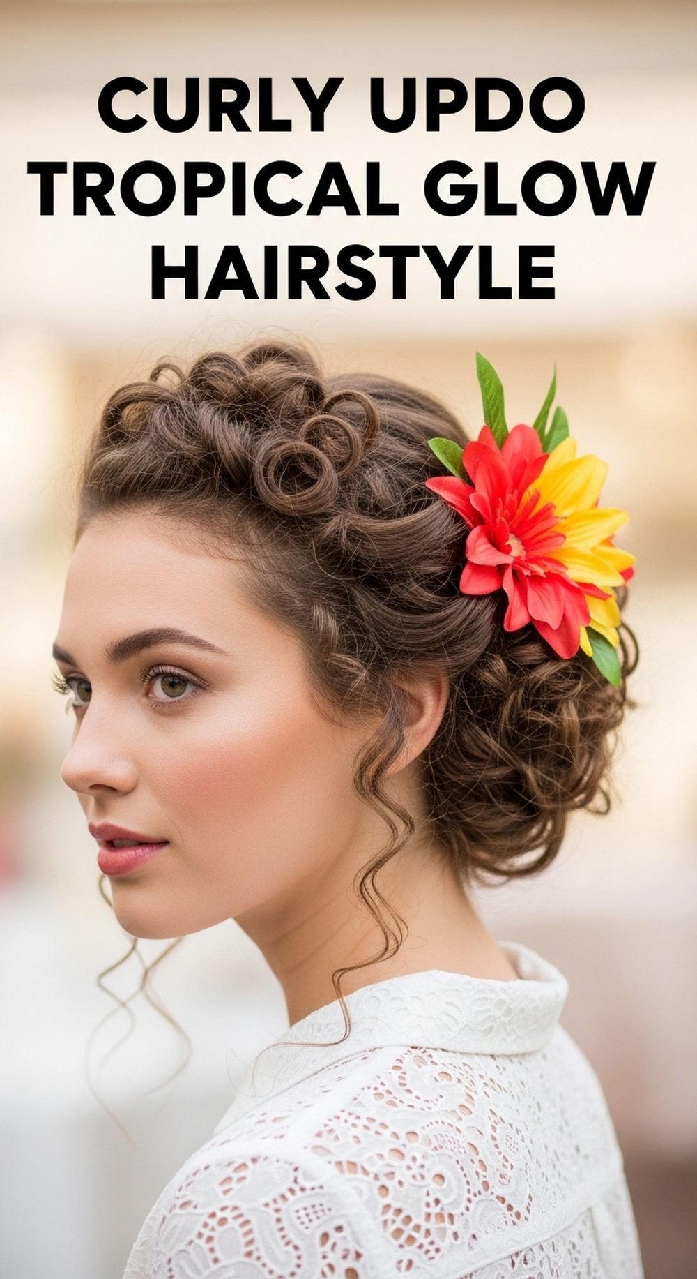 Curly Updo Tropical Glow Hairstyle