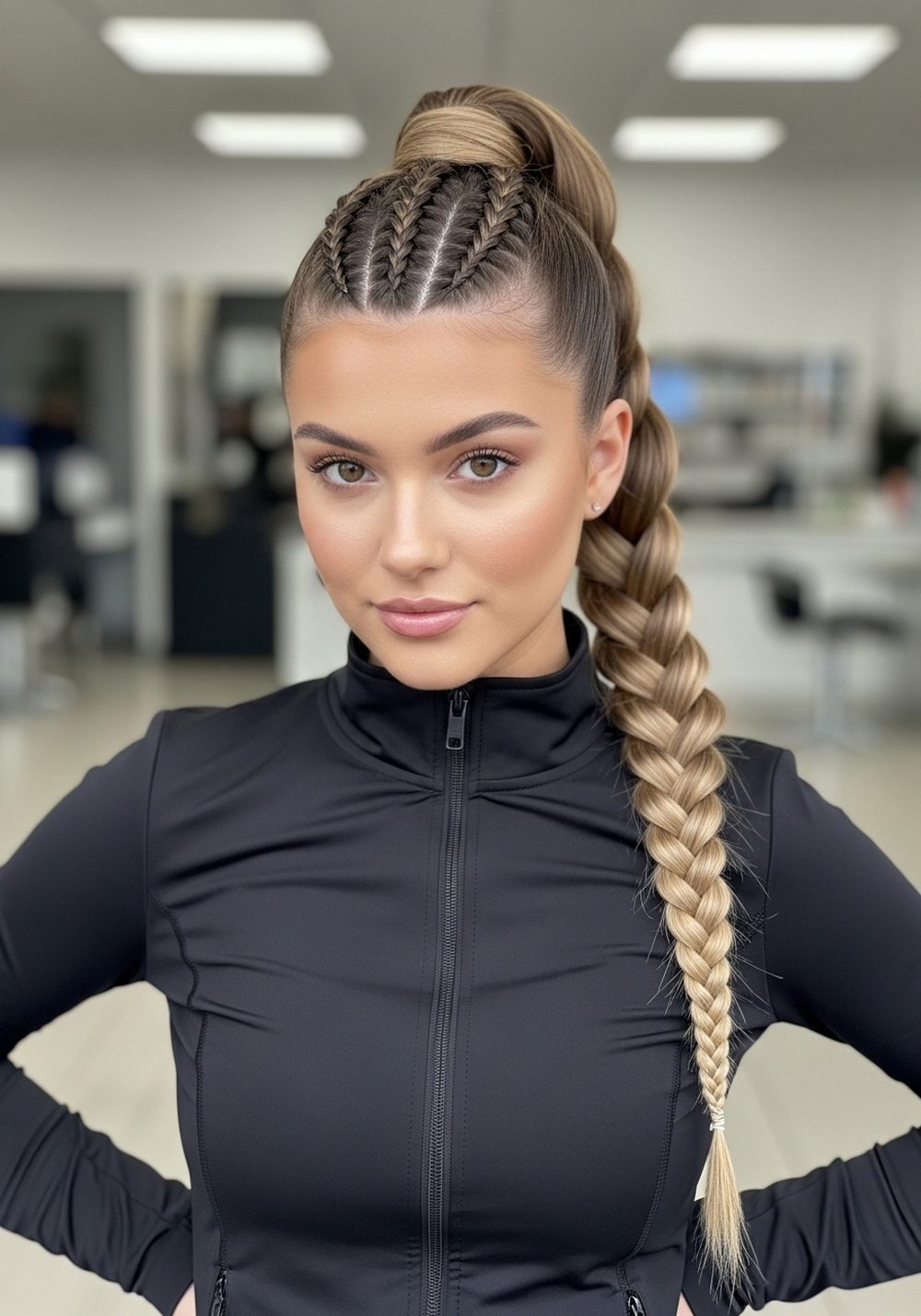 Dutch Braided High Ponytail Hairstyle