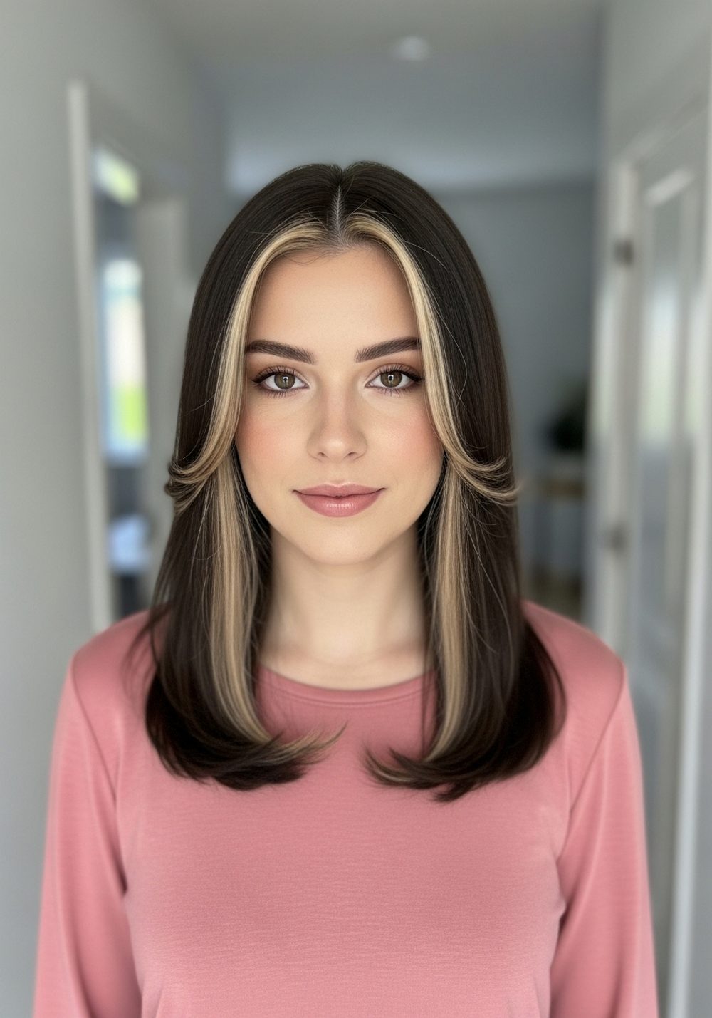 Espresso with Beige Front Pieces Hairstyle