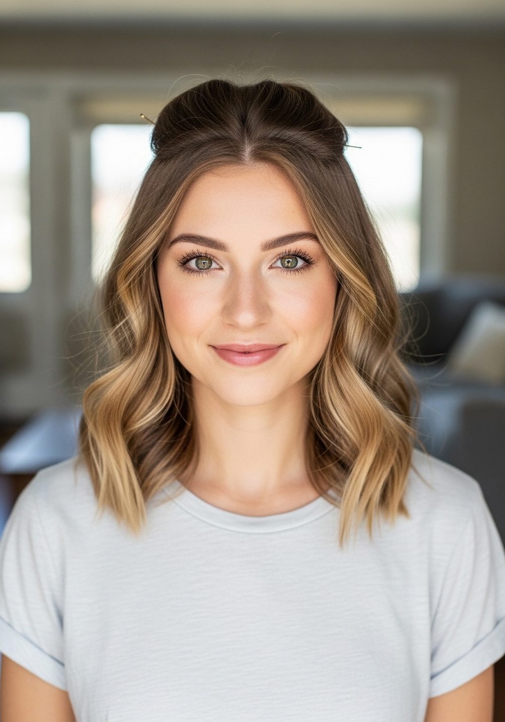 Everyday Airy Twist-Back Crown Waves Hairstyle