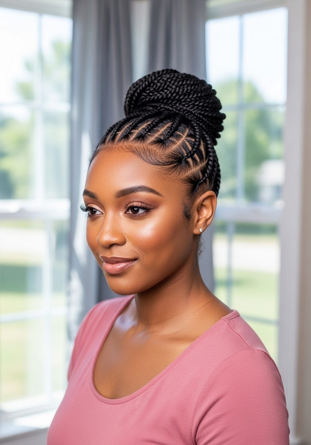 Flat Twist Bun Updo Hairstyle