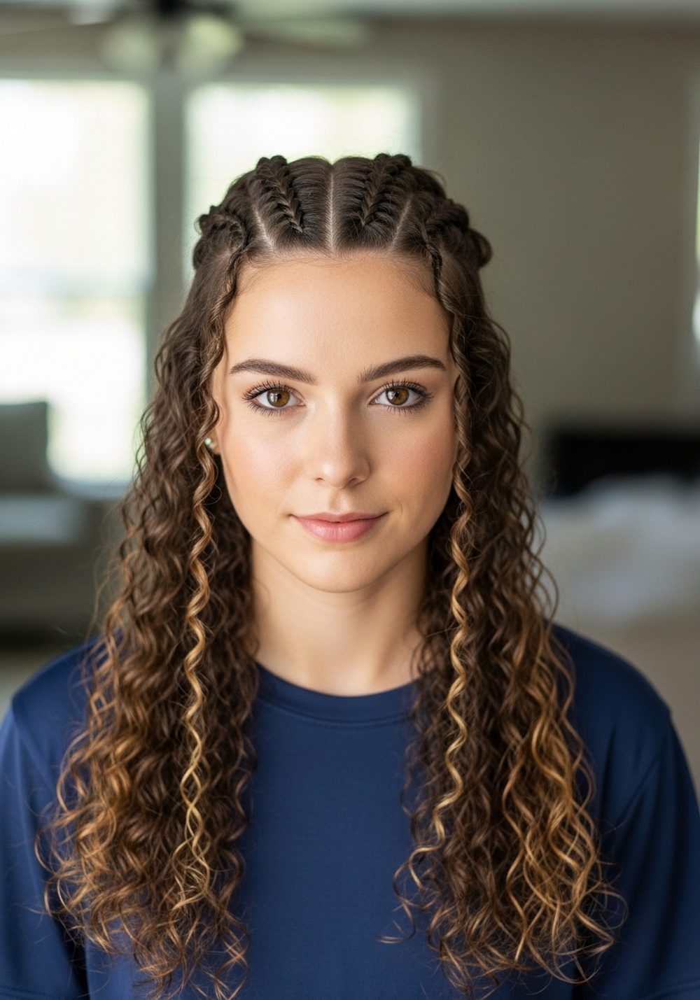 French Braids into Low Ponytail Hairstyle
