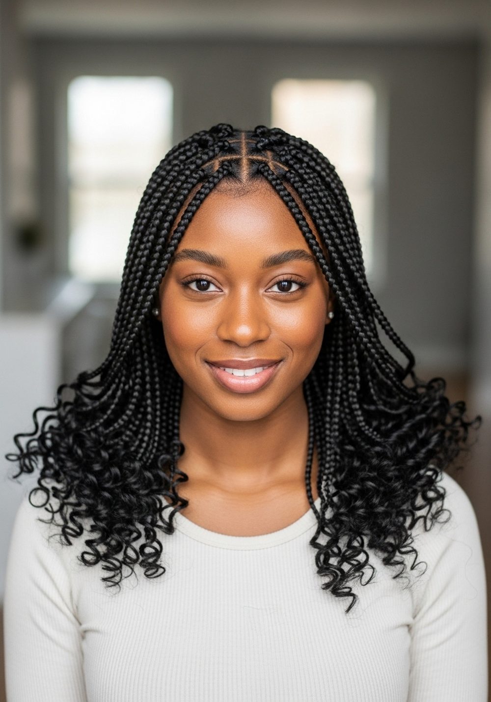 Fulani Braids with Curly Ends Hairstyle