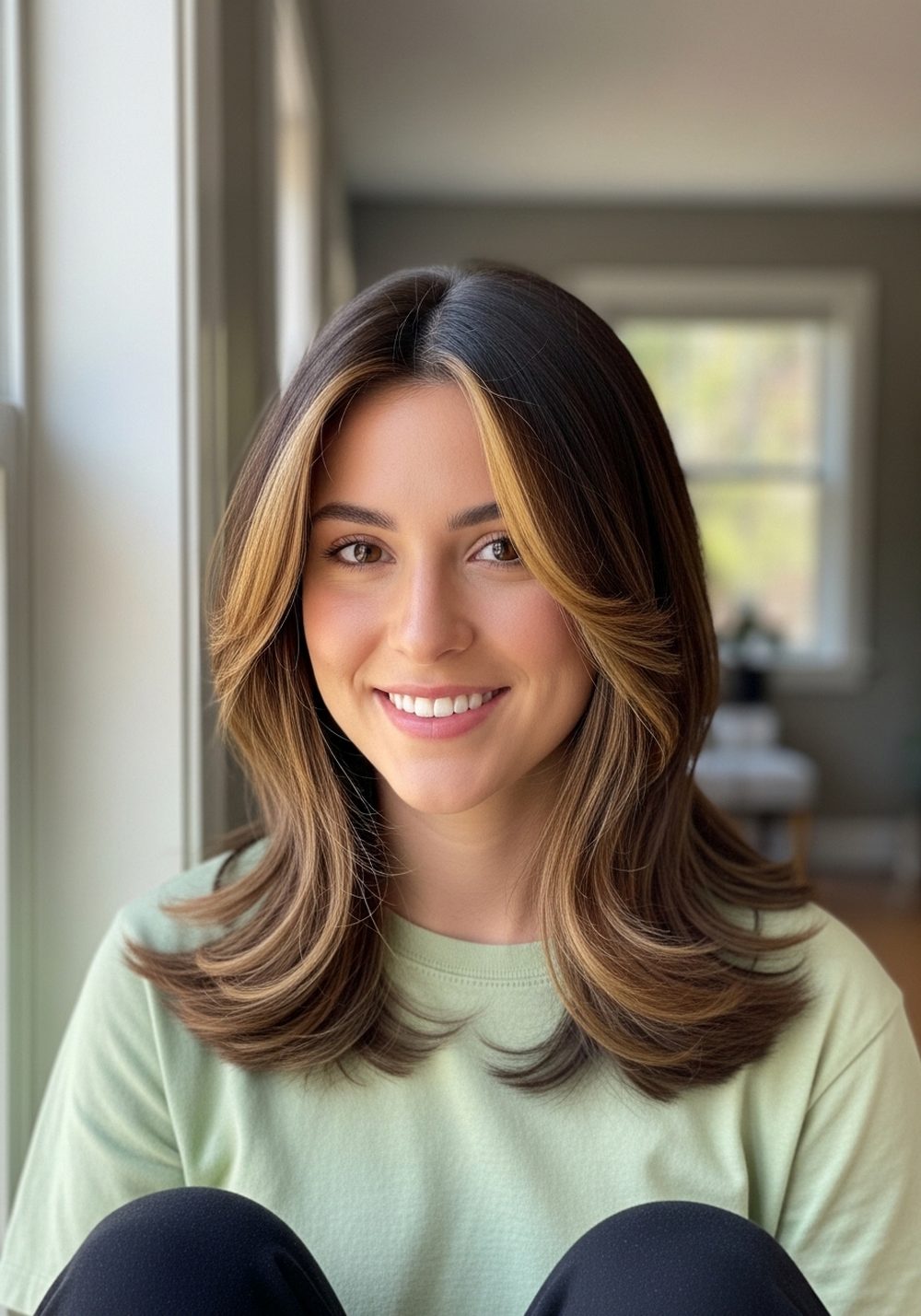 Golden Brown Front Blend Hairstyle