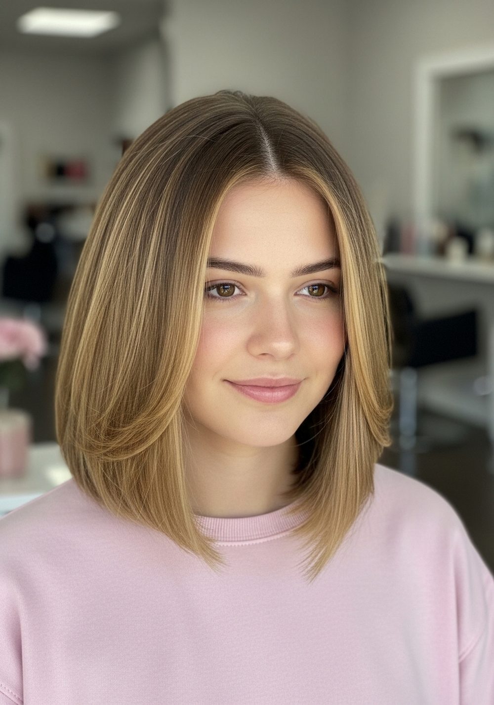 Golden Honey Blonde Lob Hairstyle