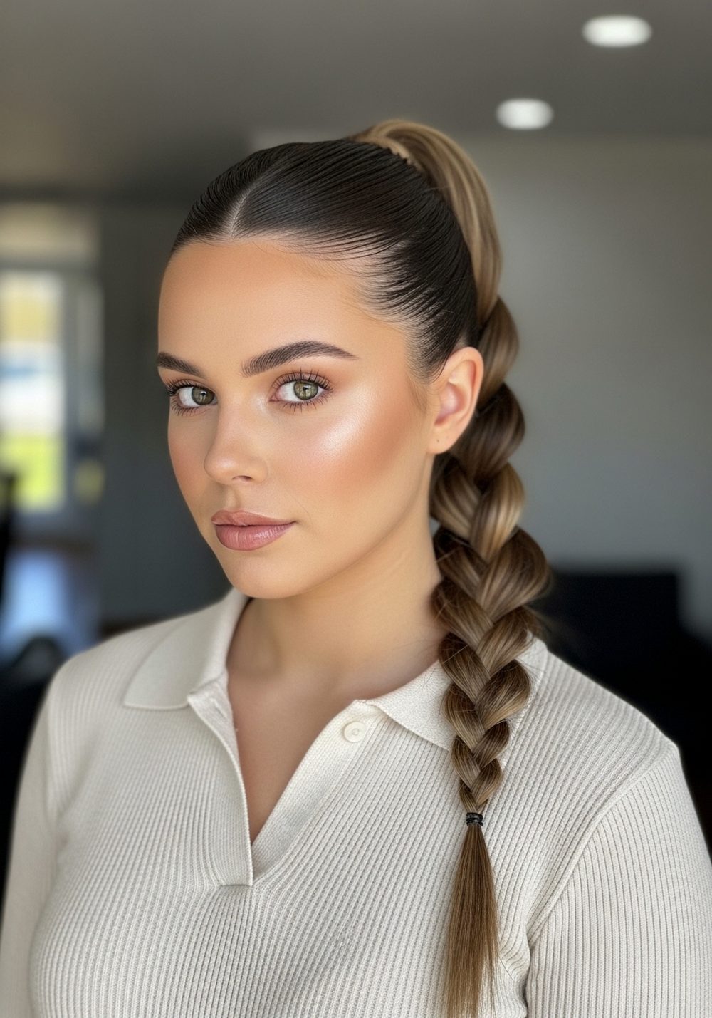 Half-Braided Sleek Ponytail Hairstyle
