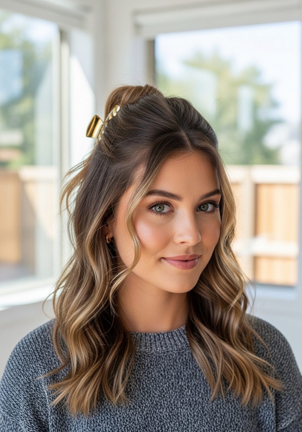 Half-Up Claw Clip Hairstyle