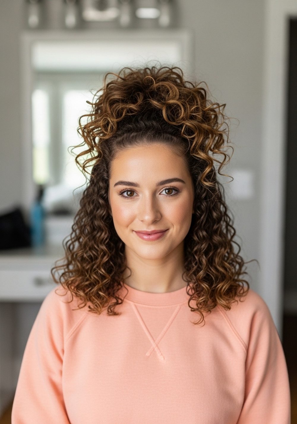 Half-Up Curly Puff Hairstyle