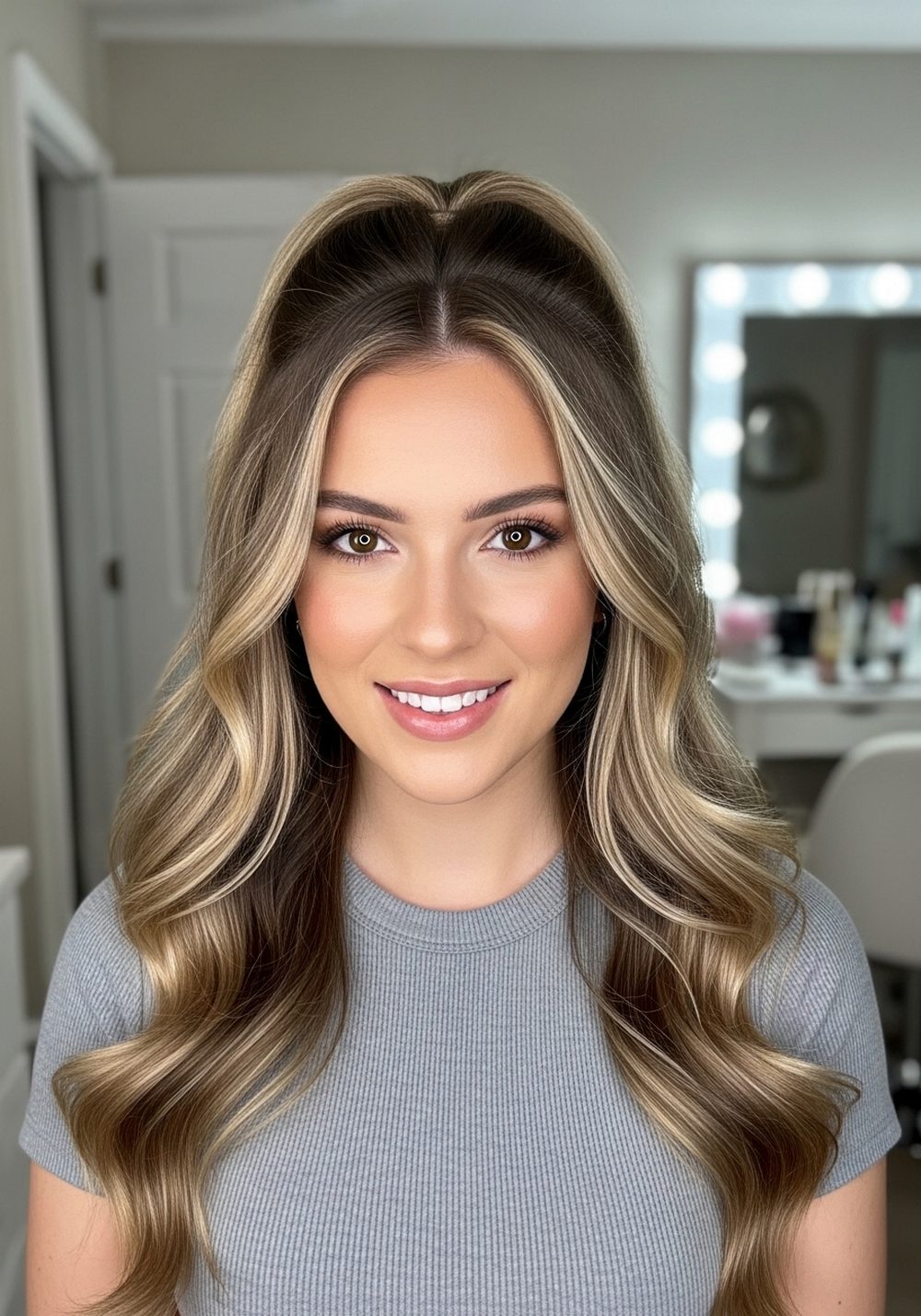 Half-Up Twist-Back Crown Waves Hairstyle